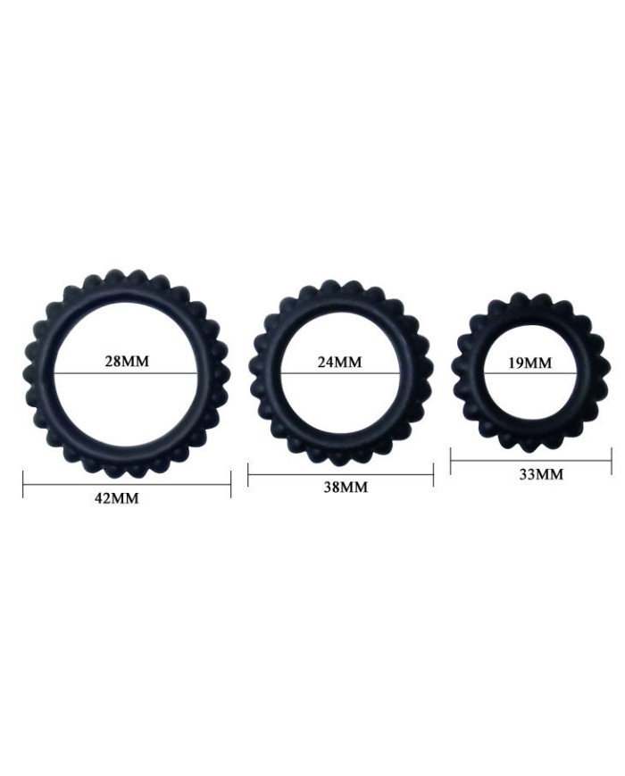 BAILE TITAN SET 3 PCS COCK RING BLACK 28 24 19 CM BAILE TITAN SET 3 PCS COCK RING BLACK 28 24 19 CM