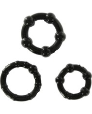 SEVEN CREATIONS JUEGO TRES ANILLOS PENE NEGRO