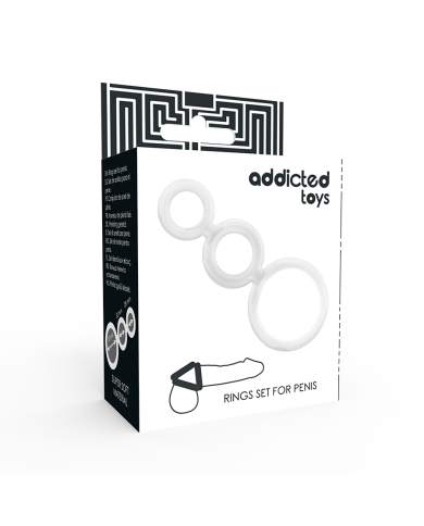 ADDICTED TOYS SET ANILLOS PENE Y TESTICULOS CLEAR