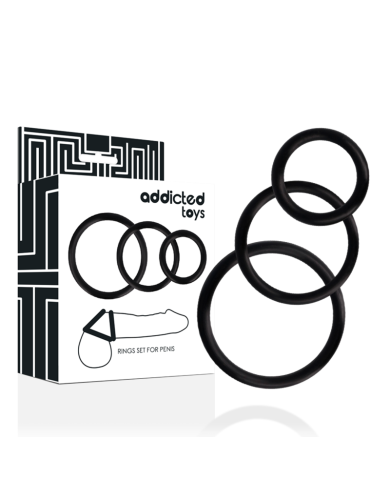 ADDICTED TOYS SET ANILLOS PENE NEGRO ADDICTED TOYS SET ANILLOS PENE NEGRO