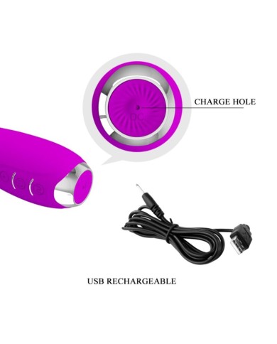 PRETTY LOVE HECTOR RECHARGEABLE ELECTROSHOCK VIBRATOR WATERPROOF PURPLE