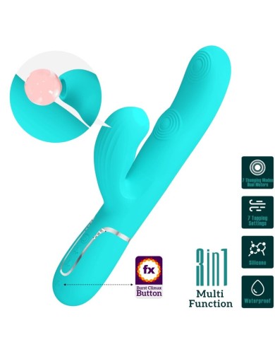 PRETTY LOVE PERLITA MULTIFUNCTION 3 IN 1 G SPOT VIBRATOR AQUA GREEN