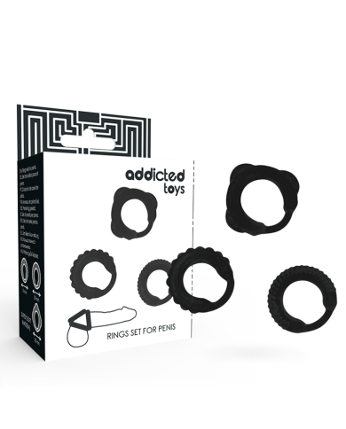 ADDICTED TOYS SET 3 ANILLOS PENE NEGRO ADDICTED TOYS SET 3 ANILLOS PENE NEGRO
