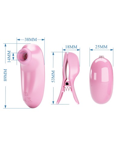 PRETTY LOVE IMONIE SET MULTIFUNCIONAL 3 EN 1 CON SUCCIONADOR PEZONES Y CLITORIS