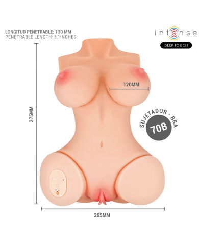 INTENSE DEEP TOUCH VERO TORSO VAGINA CON EFECTO SUCCION CALOR VIBRACION Y VOZ CON CONTROL REMOTO 55 KG