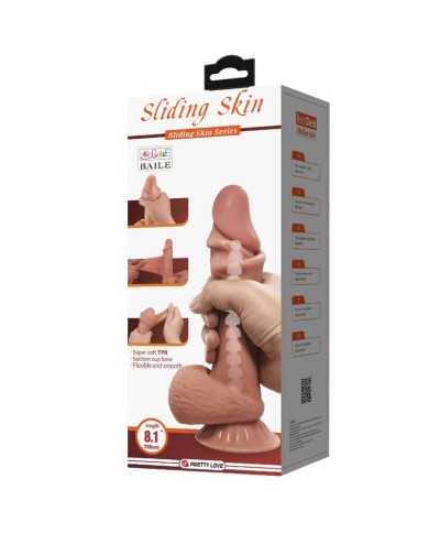 PRETTY LOVE SLIDING SKIN SERIES DILDO REALISTICO CON VENTOSA PIEL DESLIZANTE MORENO 218 CM