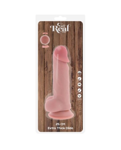GET REAL PENE REALISTICO DELUXE CON TESTICULOS EXTRA GRUESO 25 CM