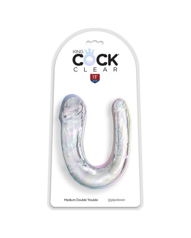 KING COCK DOUBLE TROUBLE DILDO DOBLE 33 CM TRANSPARENTE