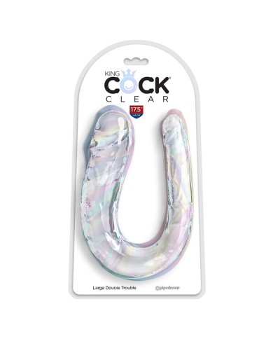 KING COCK DOUBLE TROUBLE DILDO DOBLE 44 CM TRANSPARENTE