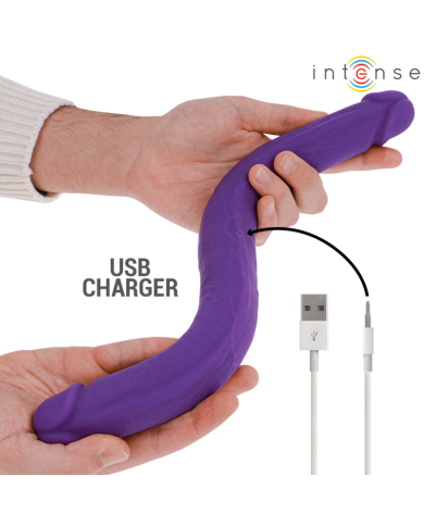 INTENSE GUNTER DILDO DOBLE VIBRADOR 40 CM MORADO CONTROL REMOTO