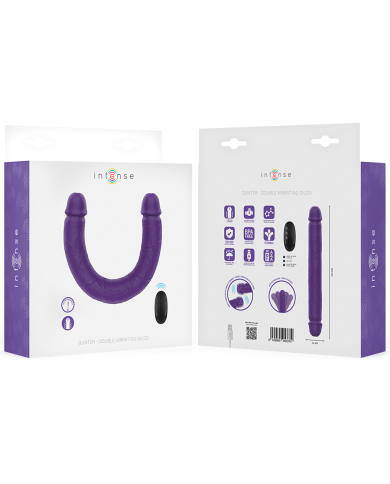 INTENSE GUNTER DILDO DOBLE VIBRADOR 40 CM MORADO CONTROL REMOTO