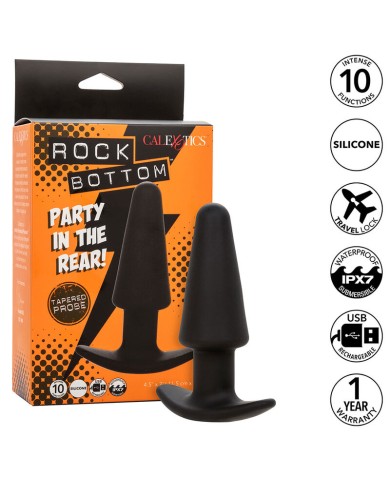 CALEXOTICS ROCK BOTTOM PLUG ANAL CONICO 10 VIBRACIONES SILICONA NEGRO