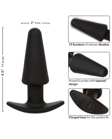 CALEXOTICS ROCK BOTTOM PLUG ANAL CONICO 10 VIBRACIONES SILICONA NEGRO