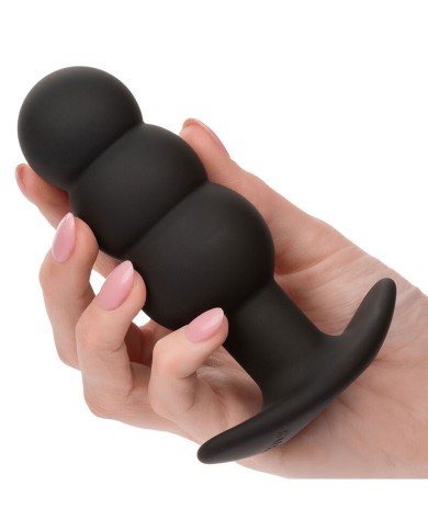 CALEXOTICS ROCK BOTTOM PLUG ANAL CON CUENTAS 10 VIBRACIONES SILICONA NEGRO