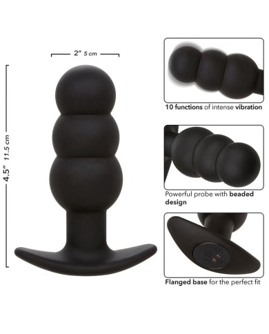 CALEXOTICS ROCK BOTTOM PLUG ANAL CON CUENTAS 10 VIBRACIONES SILICONA NEGRO