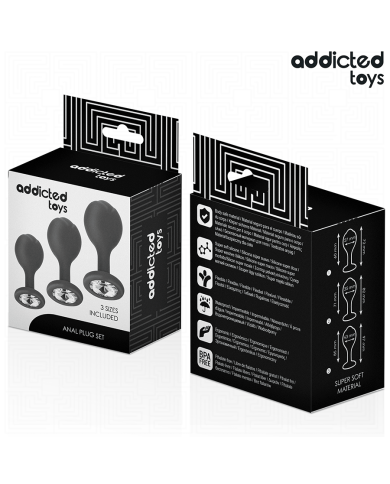 ADDICTED TOYS SET DE 3 PLUG SILICONA ANAL CON JOYA