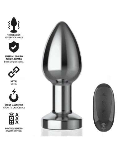 INTENSE PLUG ANAL 10 VIBRACIONES METAL CON CONTROL REMOTO M