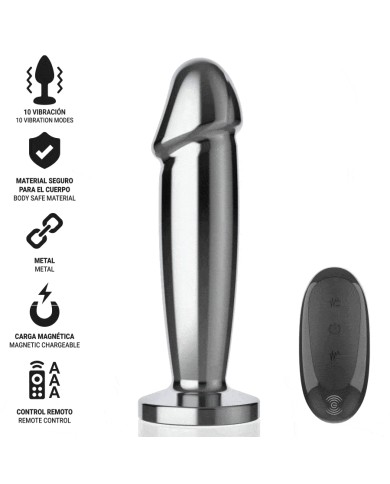 INTENSE PLUG ANAL 10 VIBRACIONES METAL EN FORMA DE DILDO CON CONTROL REMOTO S