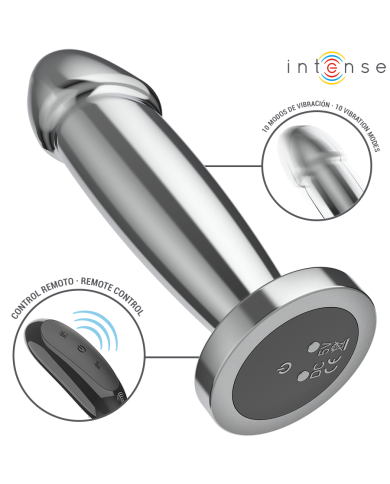 INTENSE PLUG ANAL 10 VIBRACIONES METAL EN FORMA DE DILDO CON CONTROL REMOTO S