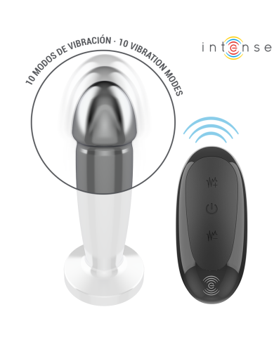 INTENSE PLUG ANAL 10 VIBRACIONES METAL EN FORMA DE DILDO CON CONTROL REMOTO S