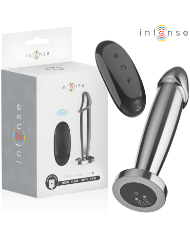 INTENSE PLUG ANAL 10 VIBRACIONES METAL EN FORMA DE DILDO CON CONTROL REMOTO M