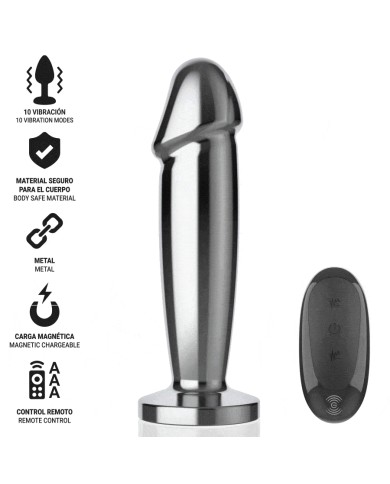 INTENSE PLUG ANAL 10 VIBRACIONES METAL EN FORMA DE DILDO CON CONTROL REMOTO M