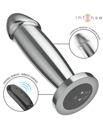 INTENSE PLUG ANAL 10 VIBRACIONES METAL EN FORMA DE DILDO CON CONTROL REMOTO M