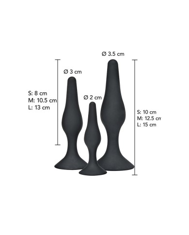 TOYJOY ANAL PLAY CURVY COMPANIONS PLUG ANAL 3 PIEZAS NEGRO