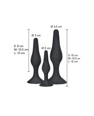 TOYJOY ANAL PLAY CURVY COMPANIONS PLUG ANAL 3 PIEZAS NEGRO