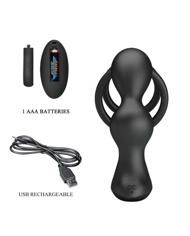 MR PLAY ANILLO PARA PENE CON PLUG ANAL CON VIBRACION CONTROL REMOTO