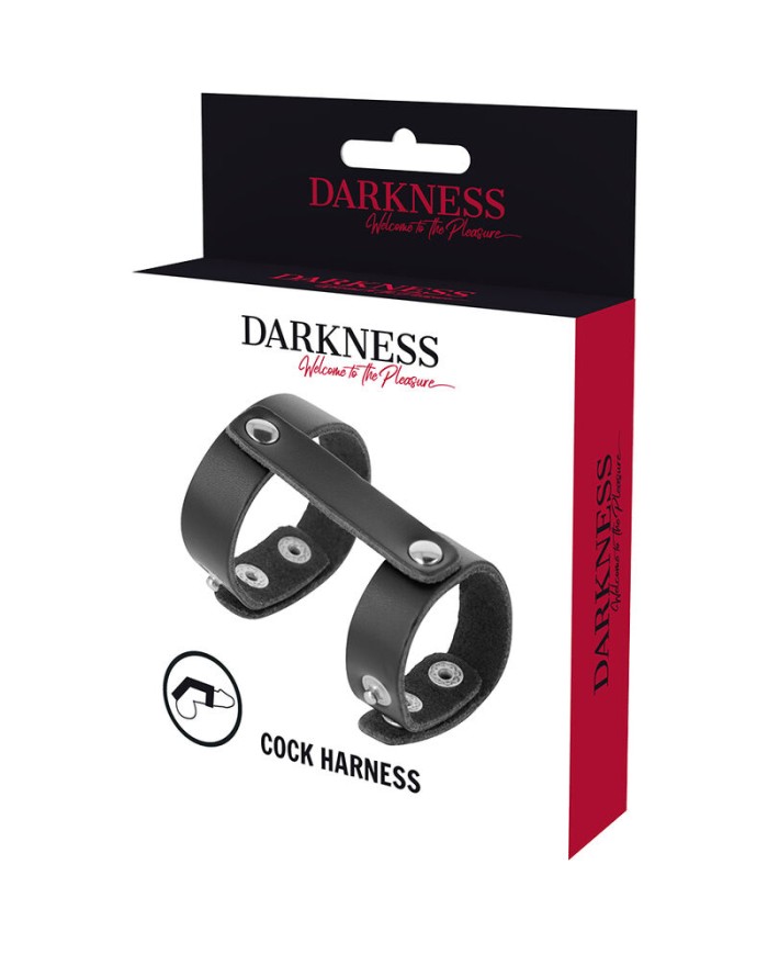 DARKNESS ANILLO PENE Y TESTICULOS AJUSTABLE LEATHER