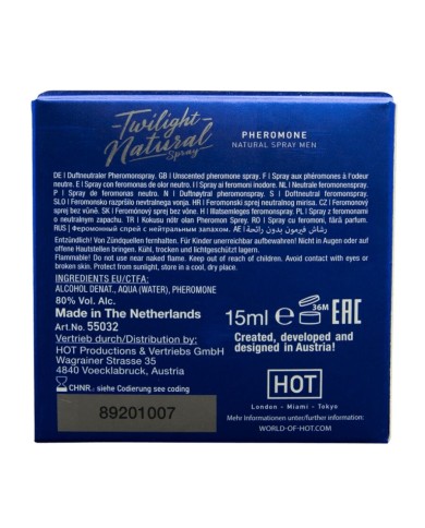 HOT TWILIGHT NATURAL CON FEROMONAS HOMBRE 15 ML