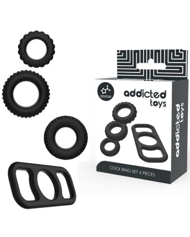 ADDICTED TOYS SET 4 ANILLOS SILICONA PARA EL PENE ADDICTED TOYS SET 4 ANILLOS SILICONA PARA EL PENE