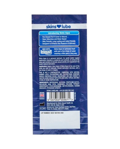 SKINS AQUA LUBRICANTE BASE DE AGUA MONODOSIS 5 ML