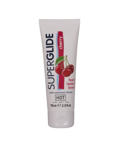 HOT SUPERGLIDE LUBRICANTE COMESTIBLE BASE AGUA CEREZA 75 ML
