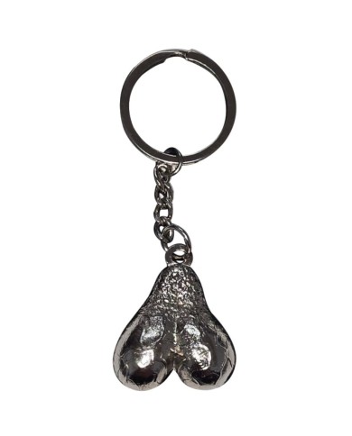 DIABLO PICANTE LLAVERO METAL HUEVOS PLATA
