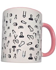 DIABLO PICANTE TAZA BLANCA PENES ASA ROSA 370 ML