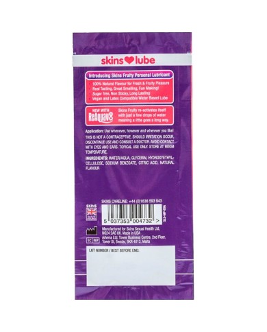 SKINS FRUITY LUBRICANTE BASE DE AGUA MANGO FRUTA PASION MONODOSIS 5 ML