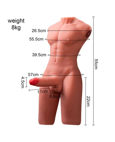 XISE JASON HALF BODY TORSO REALISTICO MASCULINO CON THRUSTING Y VIBRACION 55 CM XISE JASON HALF BODY TORSO REALISTICO MASCULINO CON THRUSTING Y VIBRACION 55 CM
