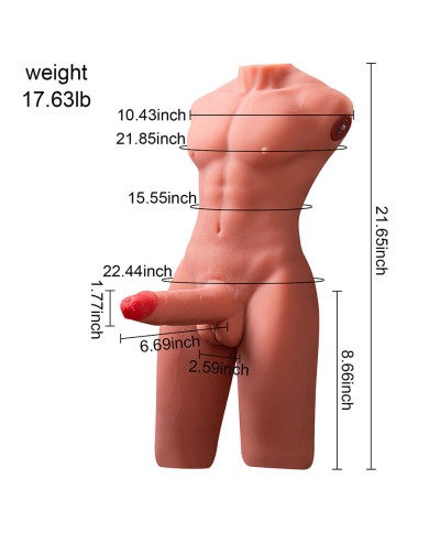 XISE JASON HALF BODY TORSO REALISTICO MASCULINO CON THRUSTING Y VIBRACION 55 CM XISE JASON HALF BODY TORSO REALISTICO MASCULINO CON THRUSTING Y VIBRACION 55 CM