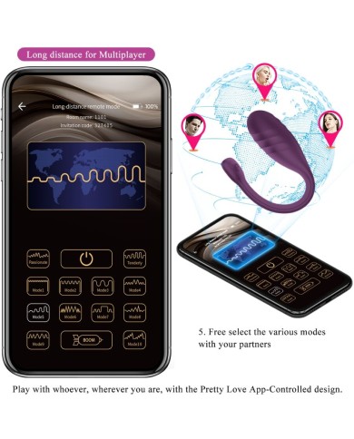 PRETTY LOVE LEVIATHAN VIBRADOR CONTROLADO POR APP MORADO