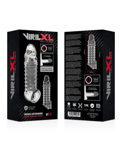 VIRILXL EXTENSION Y FUNDA DE PENE V11 TRANSPARENTE