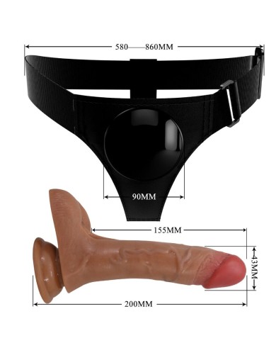 PRETTY LOVE HARNESS BRIEFS UNIVERSAL CON DILDO VIBRACION Y SQUIRTING 155 CM MULATO