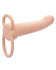 CALEXOTICS MAXX DOBLE PENETRADOR ACANALADO 10 VIBRACIONES NATURAL
