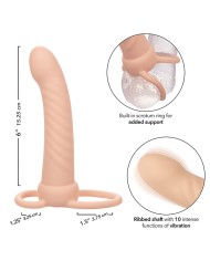 CALEXOTICS MAXX DOBLE PENETRADOR ACANALADO 10 VIBRACIONES NATURAL