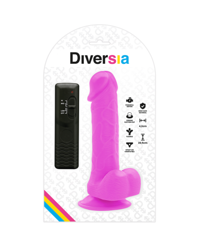 DIVERSIA DILDO REALISTICO FLEXIBLE CON VIBRACION LILA 205 CM O 42 CM