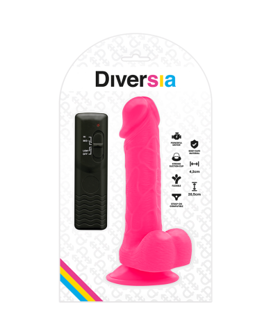 DIVERSIA DILDO REALISTICO FLEXIBLE CON VIBRACION ROSA 205 CM O 42 CM
