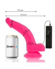 DIVERSIA DILDO REALISTICO FLEXIBLE CON VIBRACION ROSA 215 CM O 45 CM