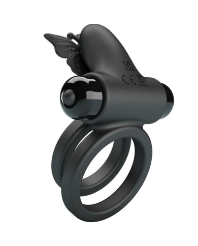 PRETTY LOVE DOBLE ANILLO VIBRADOR CON ESTIMULADOR NEGRO PRETTY LOVE DOBLE ANILLO VIBRADOR CON ESTIMULADOR NEGRO
