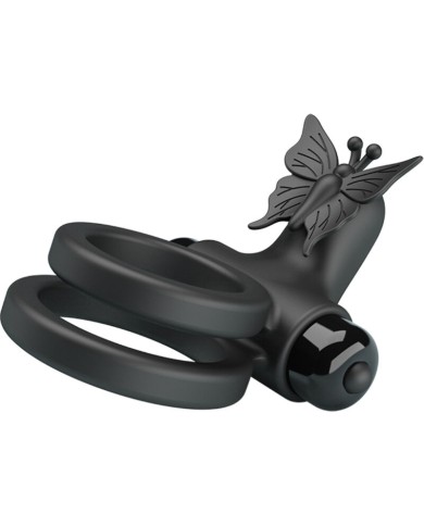 PRETTY LOVE DOBLE ANILLO VIBRADOR CON ESTIMULADOR NEGRO PRETTY LOVE DOBLE ANILLO VIBRADOR CON ESTIMULADOR NEGRO